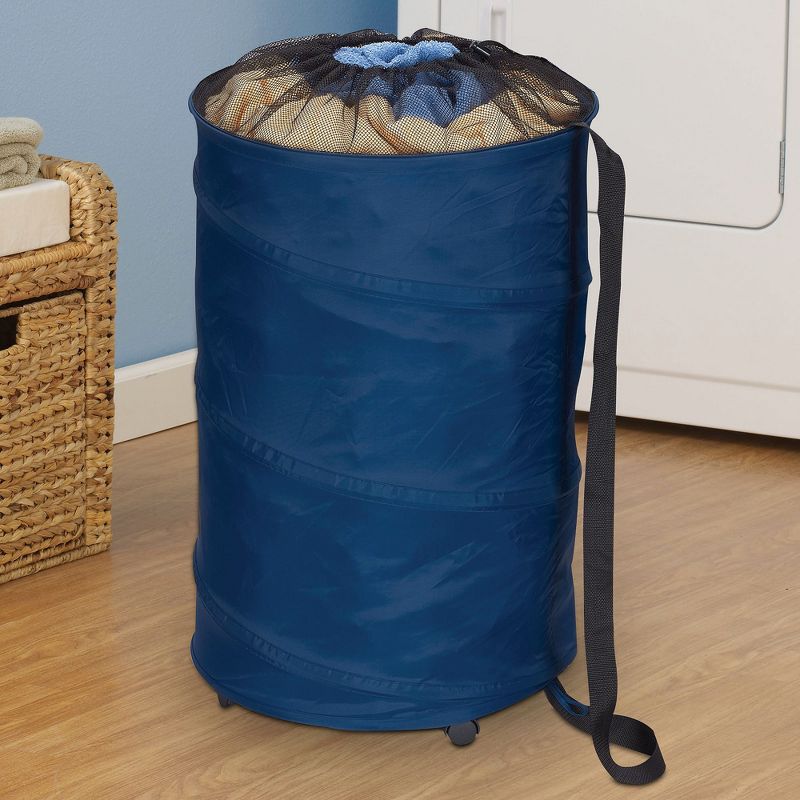 Household Essentials Rolling PopUp HamperStorage Can Blue