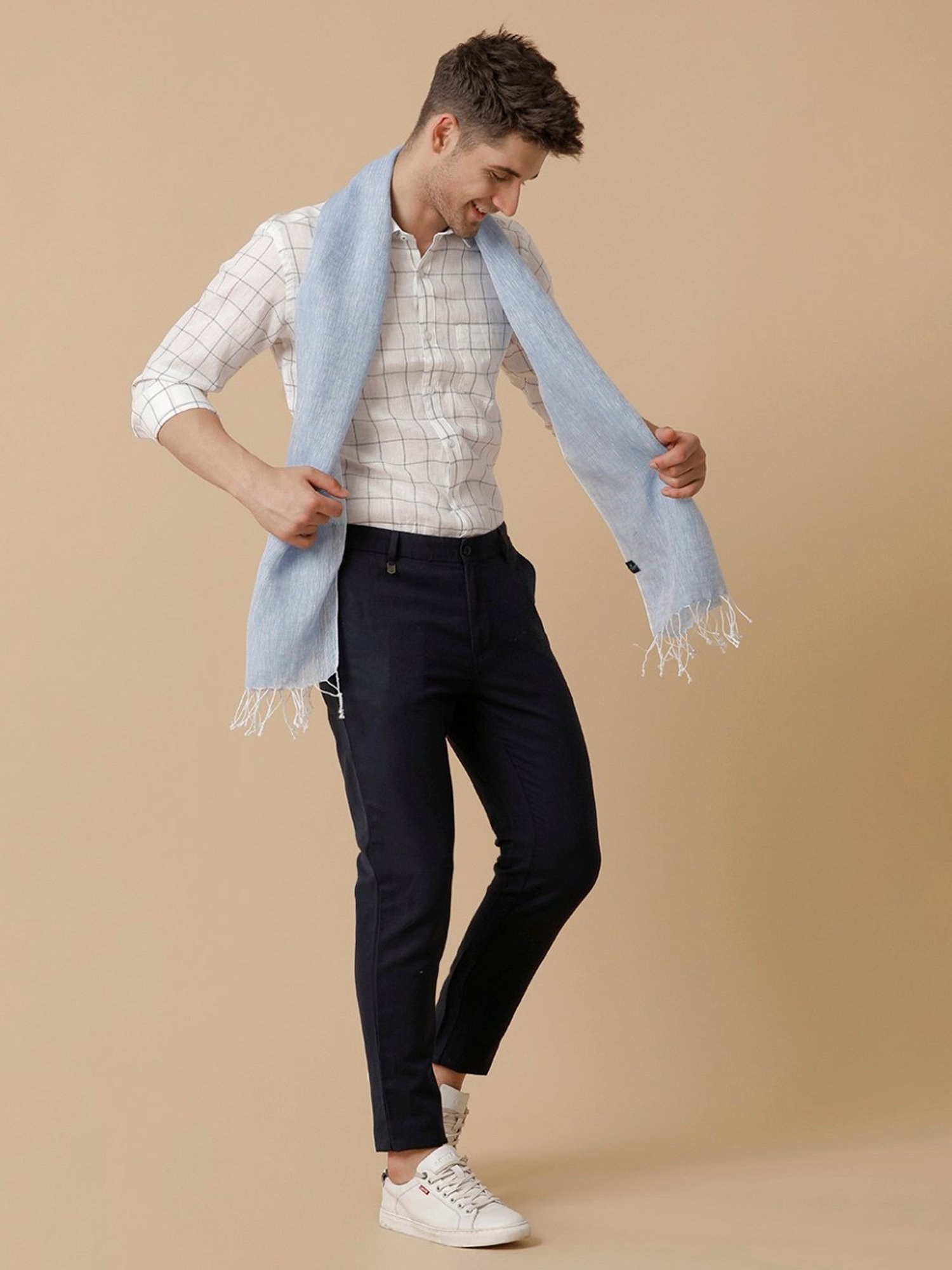 Linen Club Blue Solid Stole