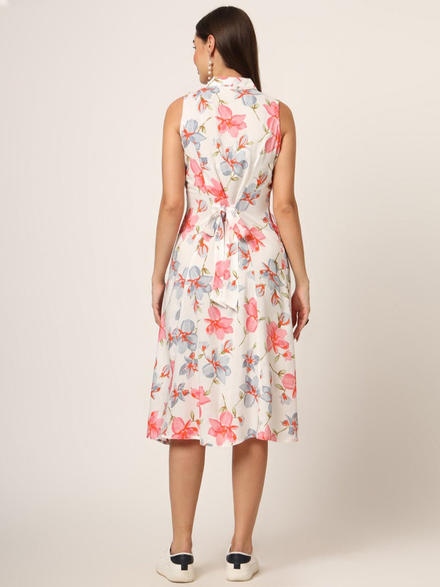 Divena White Printed Ethnic Dress