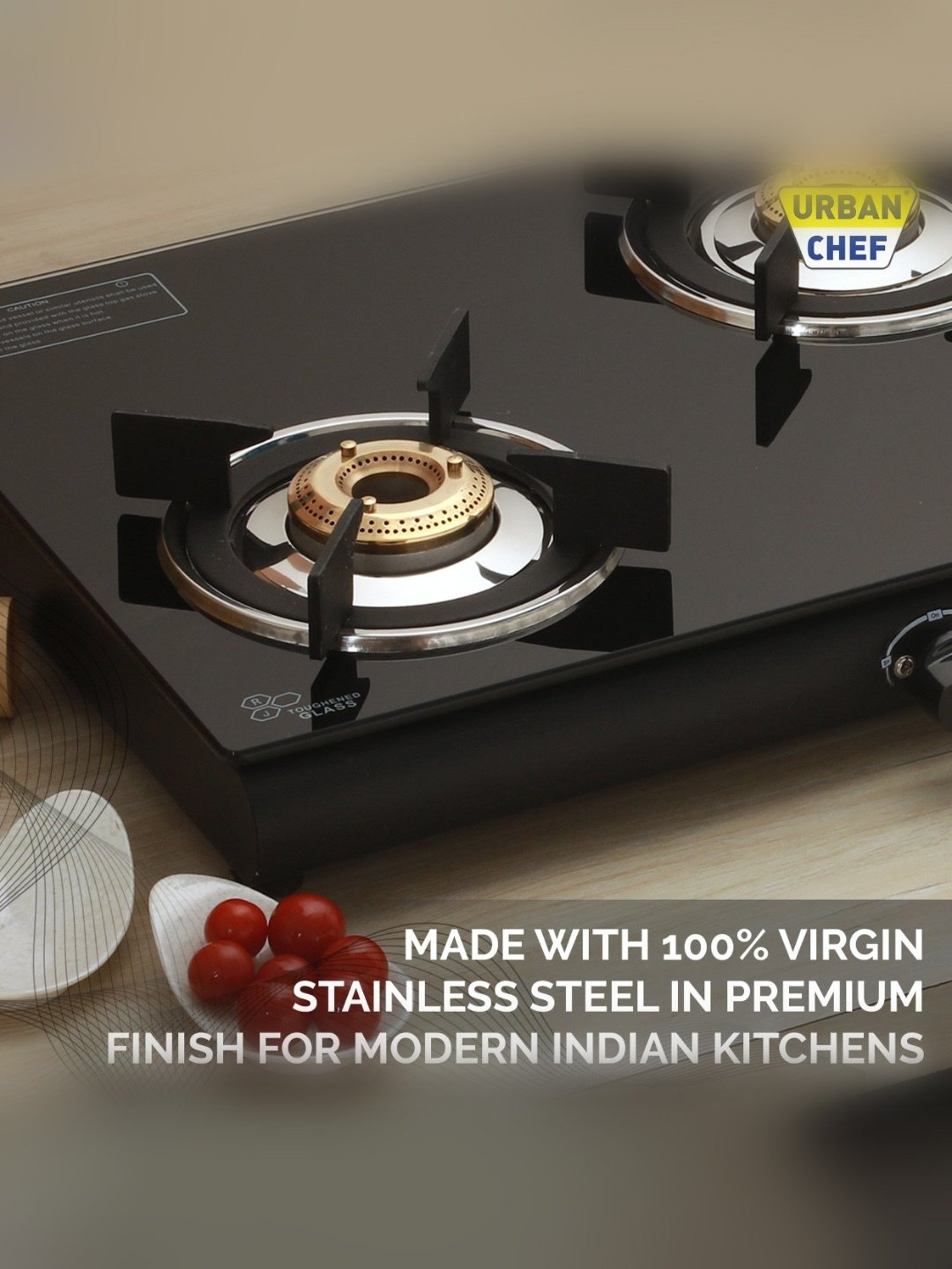 Urban Chef Gas Stove with 3 Burners ( Black )