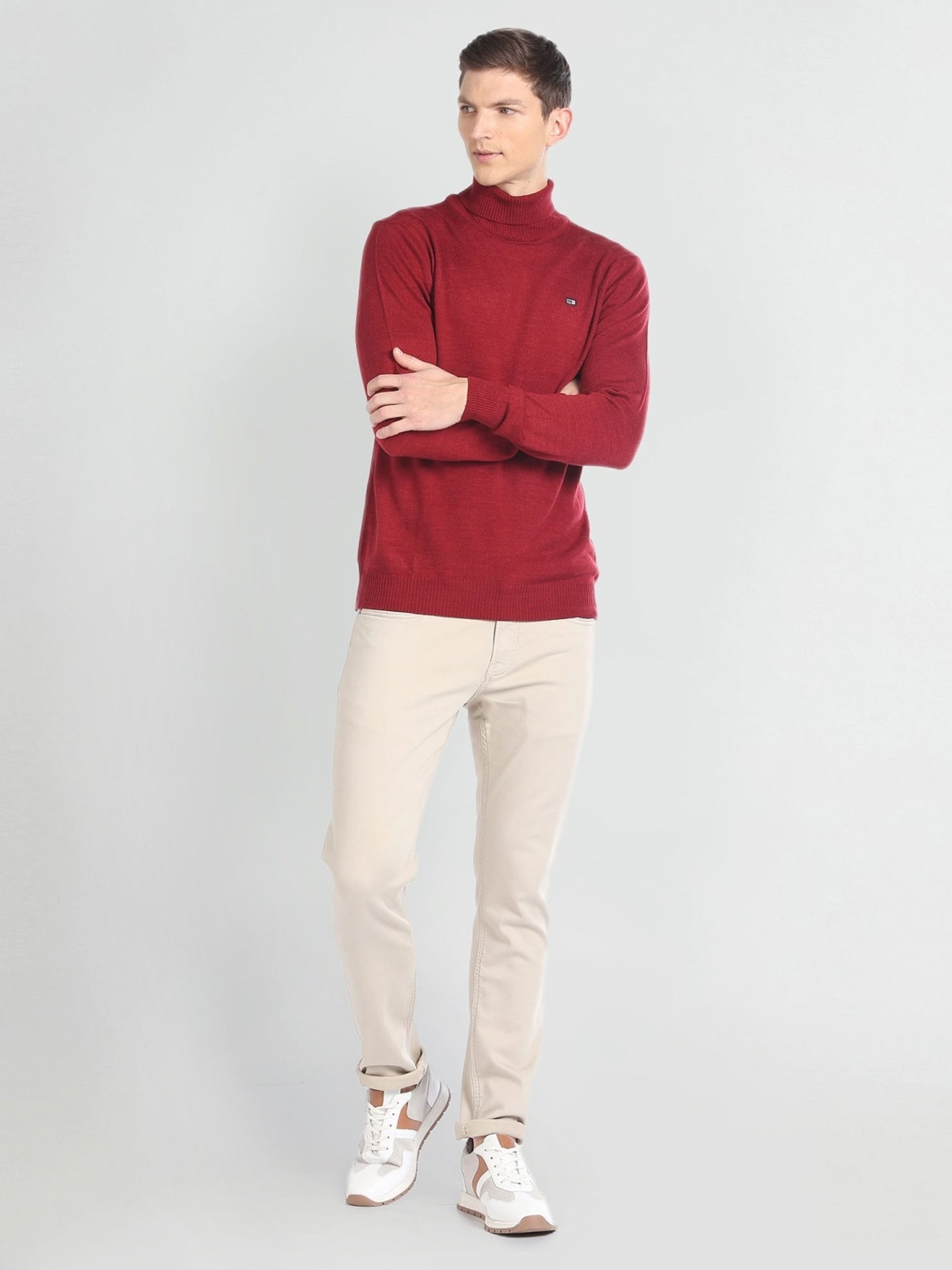 Arrow Sport Burgundy Regular Fit Sweater