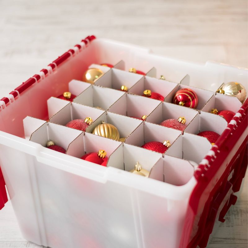 IRIS 2pk Ornament Storage Box Pearl Red