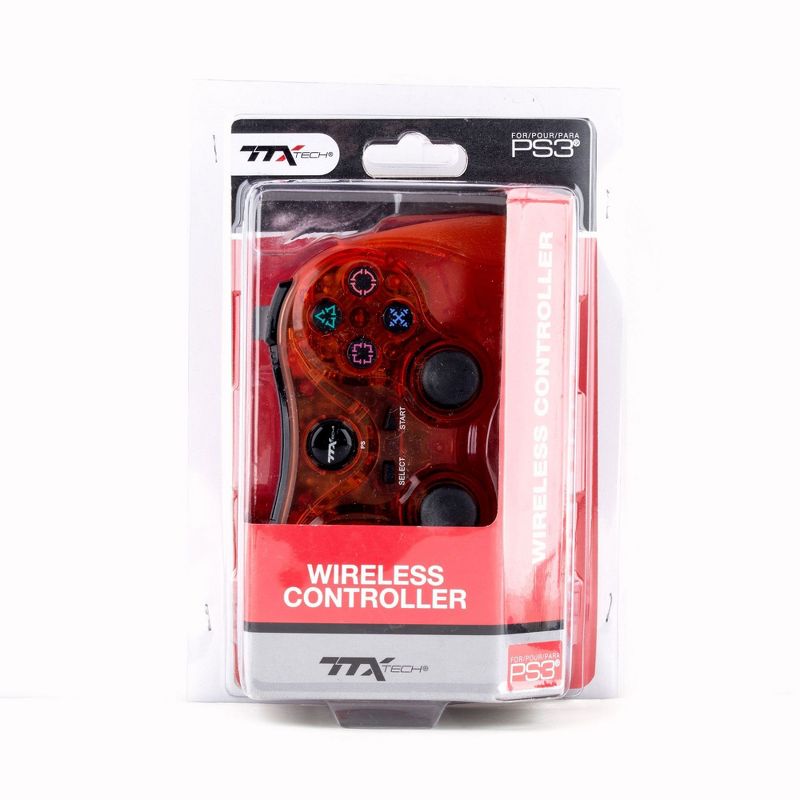 TTX Tech Wireless Controller Compatible with PS3, Clear Red