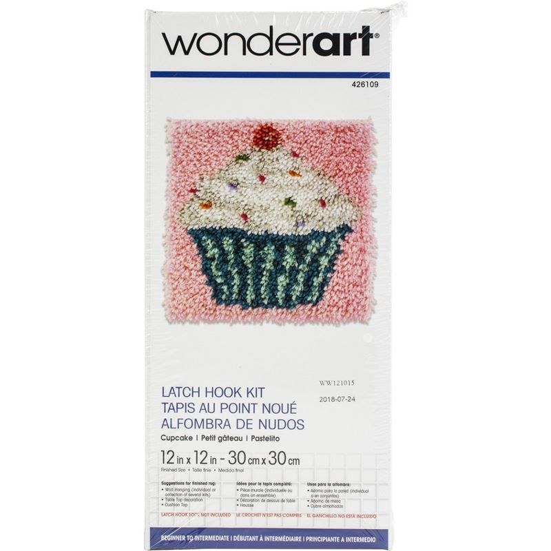 Wonderart Latch Hook Kit 12"X12"-Cupcake