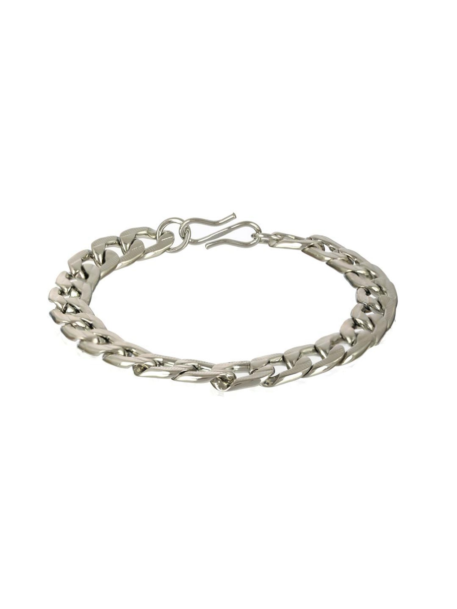 Bold by Priyaasi Textured Link Chain Silver-Plated Bracelet for Men