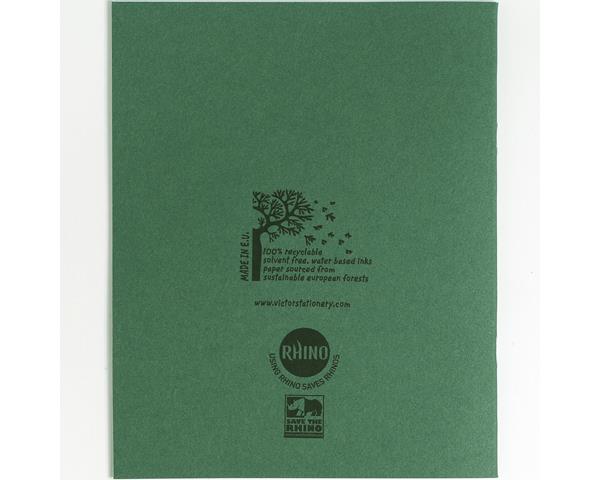 Rhino Exercise Book, 8 x 6.5 Inches, 48 page,  7mm squares, Green Cover  (Pack of 10)
