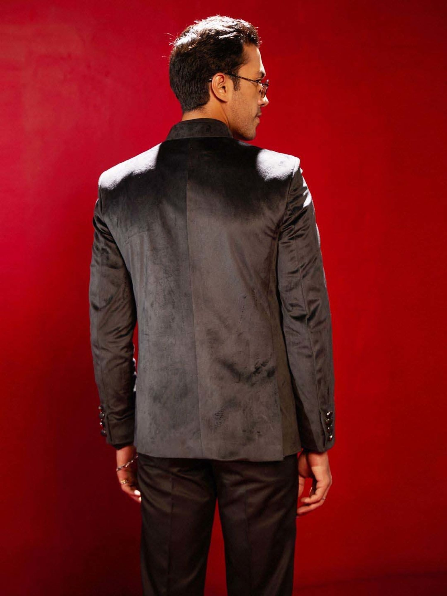 Vastramay Black Regular Fit Ethnic Blazer