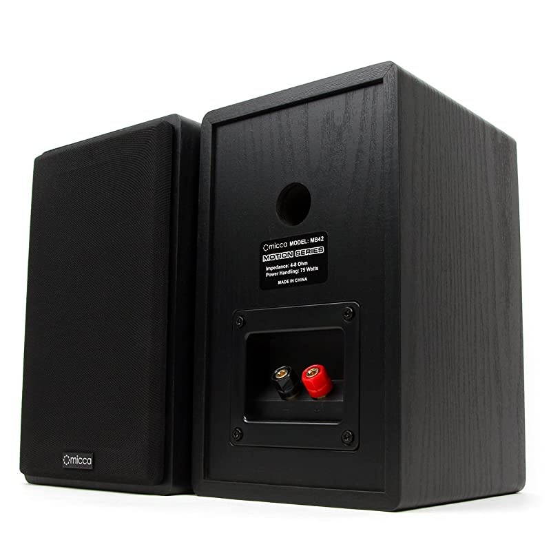 MB42 Bookshelf Speakers Passive Not for Turntable Needs Amplifier or Receiver 4Inch Carbon Fiber Woofer and Silk Dome Tweeter Black Pair