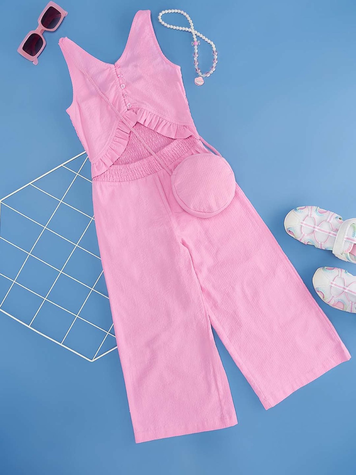 Stylestone Kids Red Printed Jumpsuit