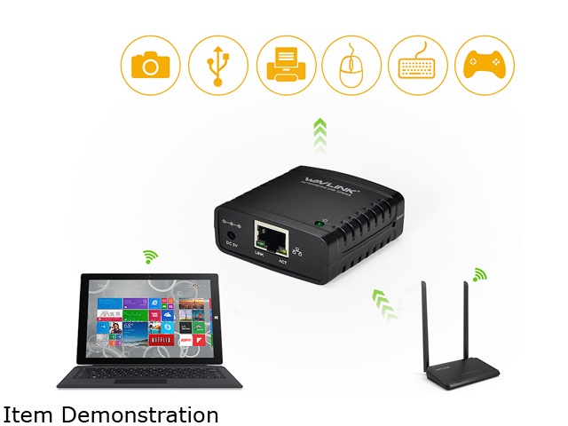 Wavlink 100Mbps Ethernet to USB 2.0 Network LPR Print Server 10/100Mbps Networking USB HUB USB 100Mbps Print Server / Network Print Server / Print Server Adapter