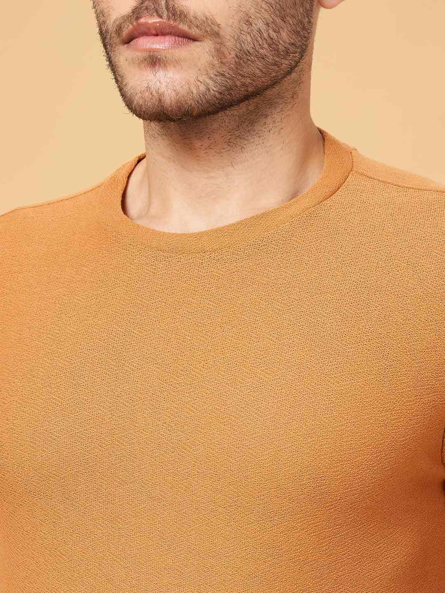 7 Alt by Pantaloons Ochre Relaxed Fit T-Shirt