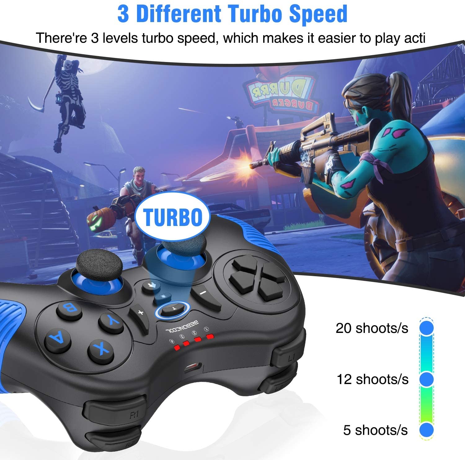 BEBONCOOL Wireless Controller for Switch/Switch Lite with Turbo Button, Upgraded Version Pro Controller Remote with 6-Axis Gyro/Dual Shock/Screenshot