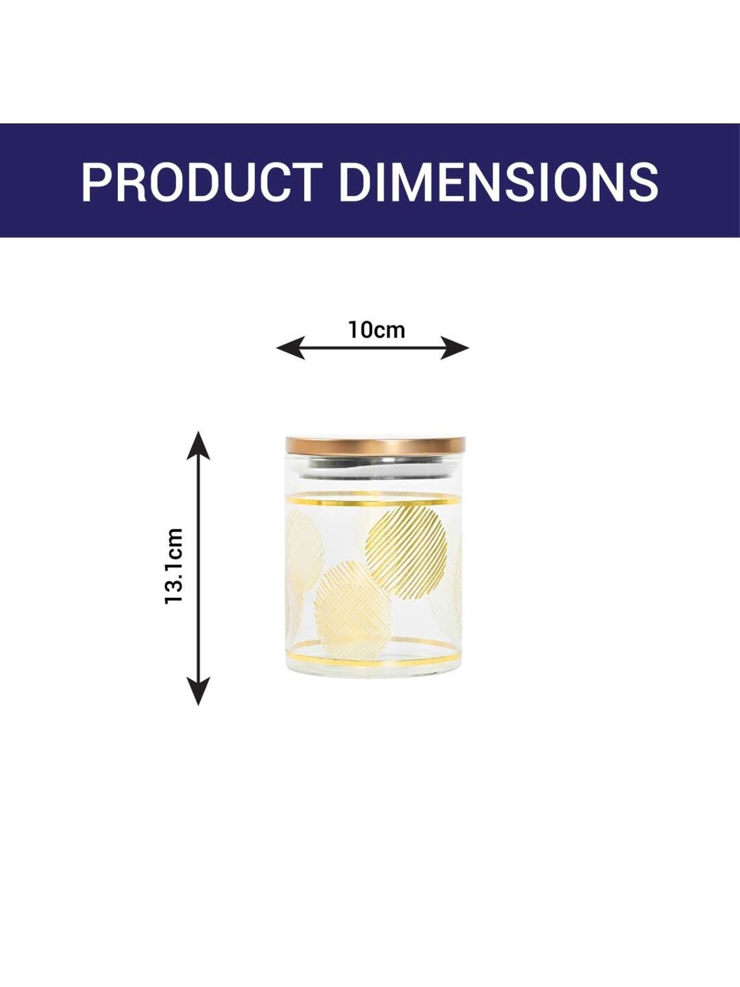 Femora Golden Borosilicate Glass Kitchen Storage Jar With Airtight Steel Lid (0.75 L)