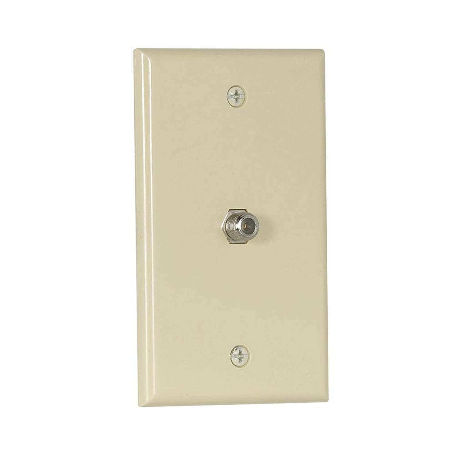 EATON 1172V Type F Jack with Wall Plate, 1 Port, 1 Gang, One Size, Ivory