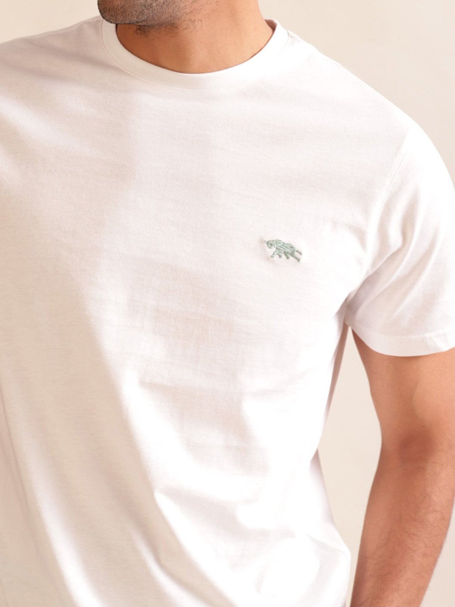 ANDAMEN White Regular Fit Crew T-Shirt