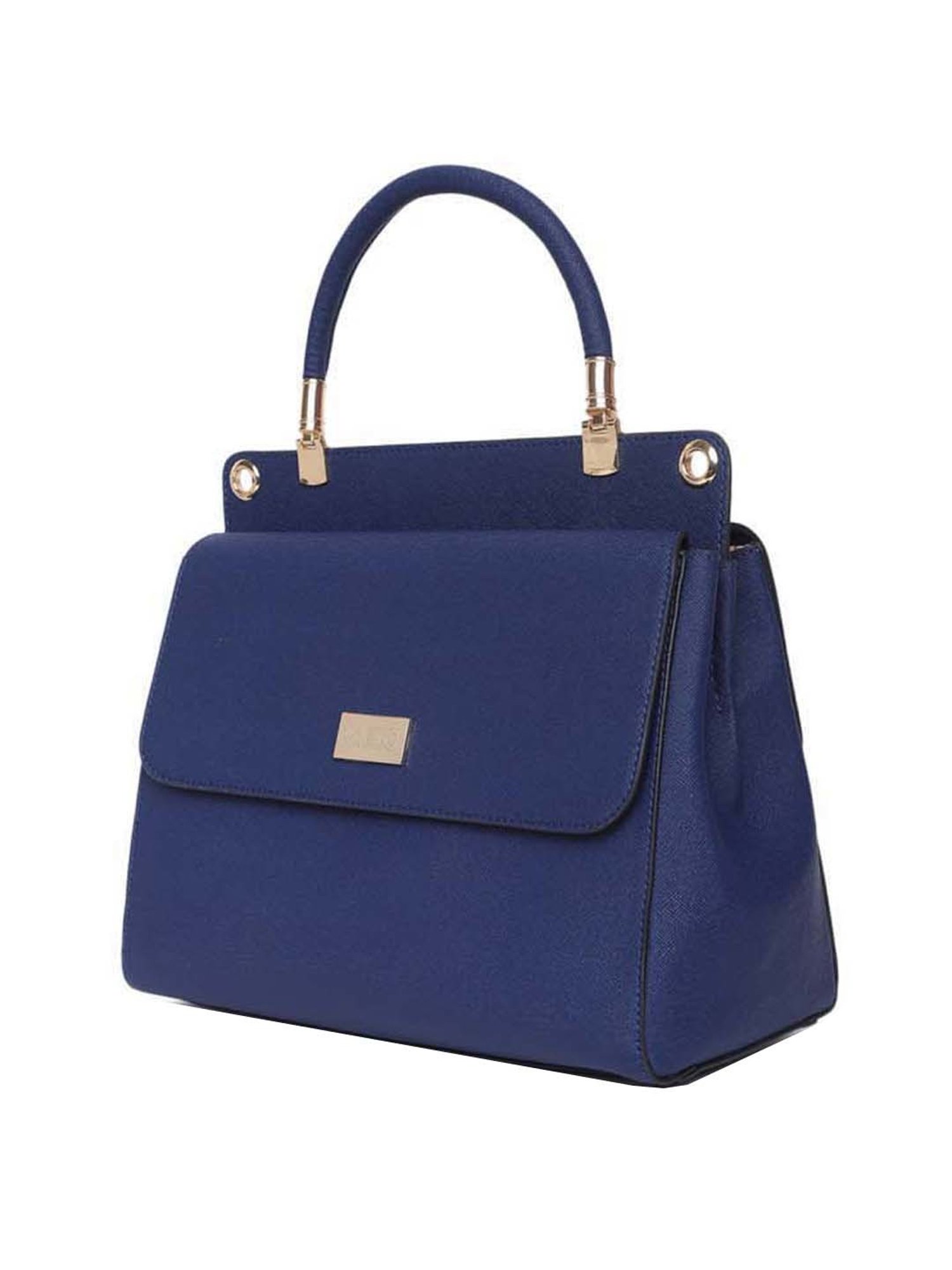 KLEIO Blue Solid Medium Satchel Handbag