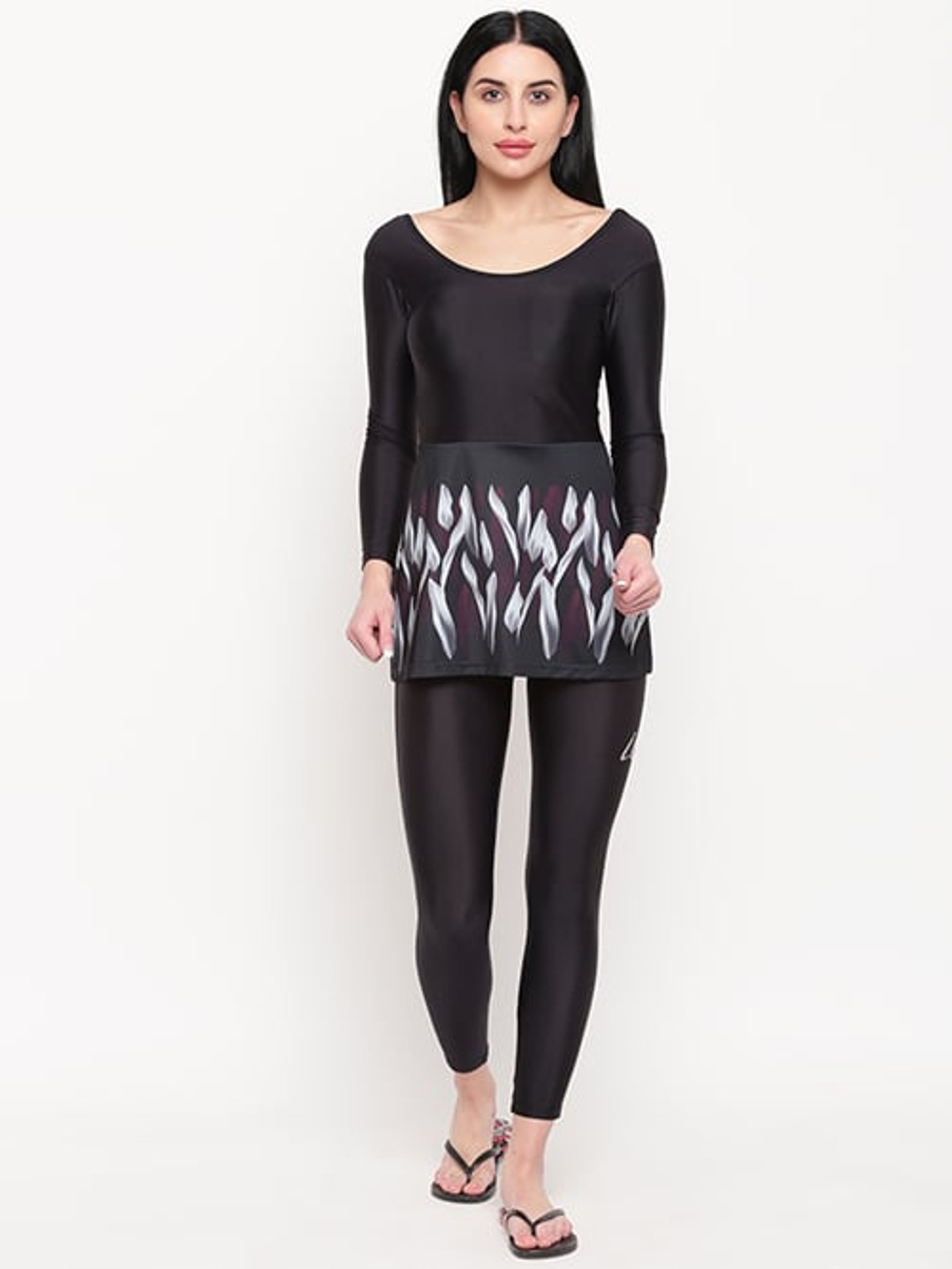 IO Black Printed Swimsuit