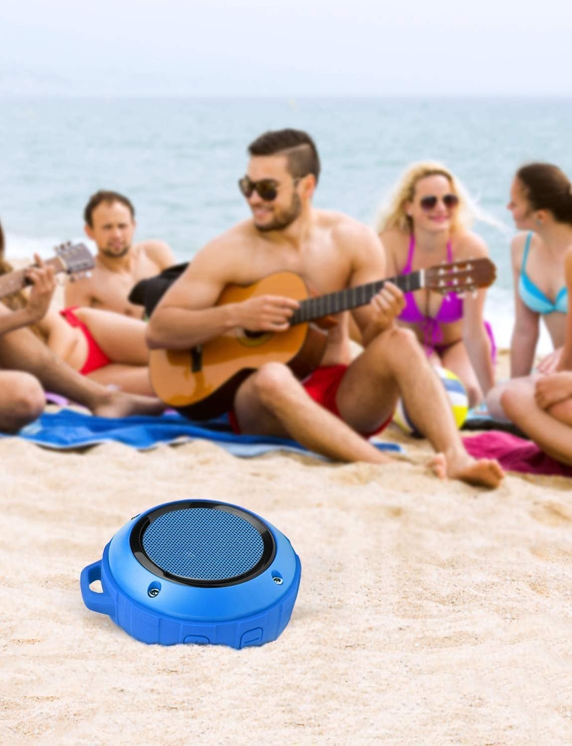 Outdoor Waterproof Bluetooth Speaker,Attoe Wireless Portable Mini Shower Travel Speaker with Subwoofer, Enhanced Bass, Built in Mic for Sports, Pool, Beach, Hiking, Camping (Blue)