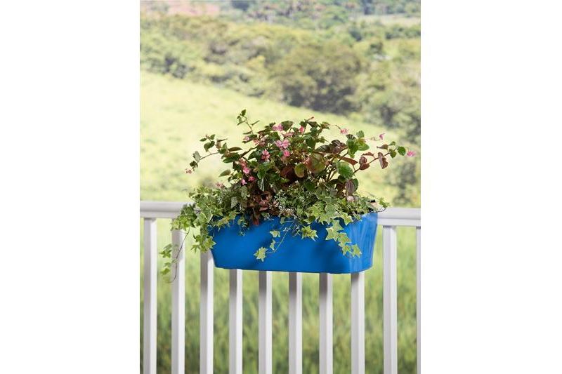 HC Companies 12-Inch Outdoor Plastic Deck Flower Planter Box, Chocolate (2 Pack)