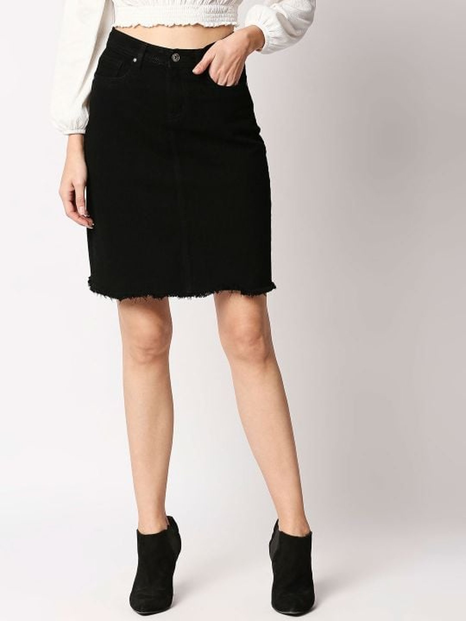 High Star Black Cotton Skirt