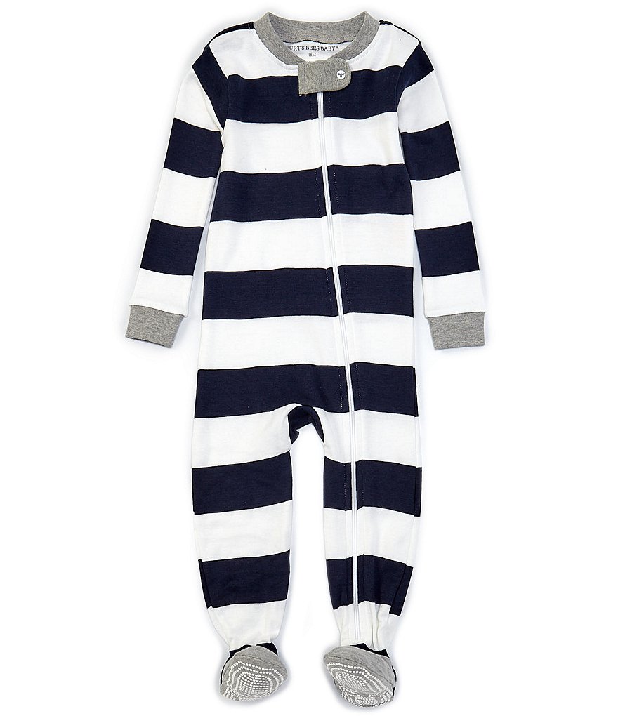Burt's Bees Baby Newborn-24 Months Long-Sleeve Stripe Sleep & Play Snug-Fit Footed Pajamas