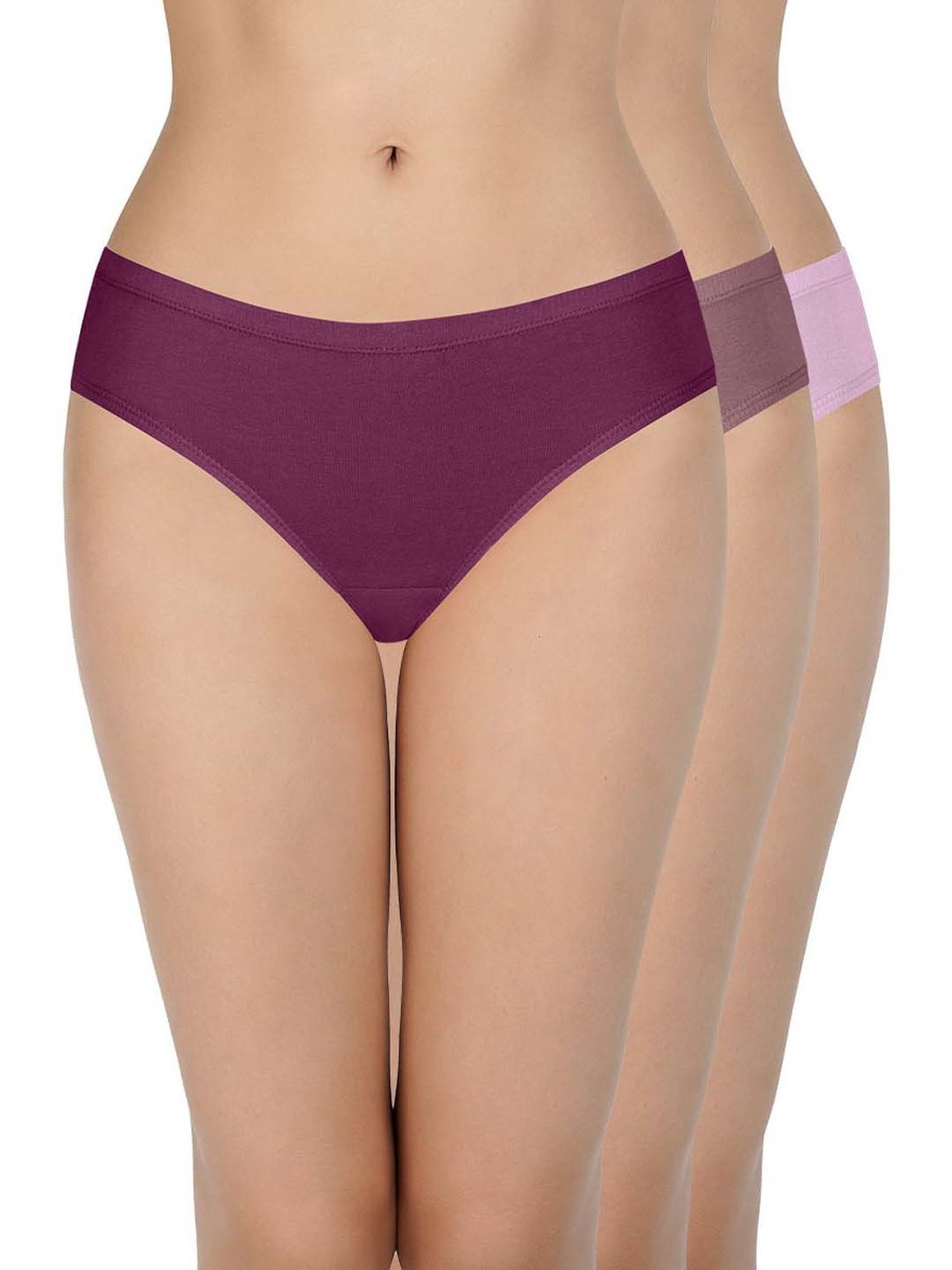 Every De by Amante Purple & Pink Cotton Bikini Panties - Pack Of 3