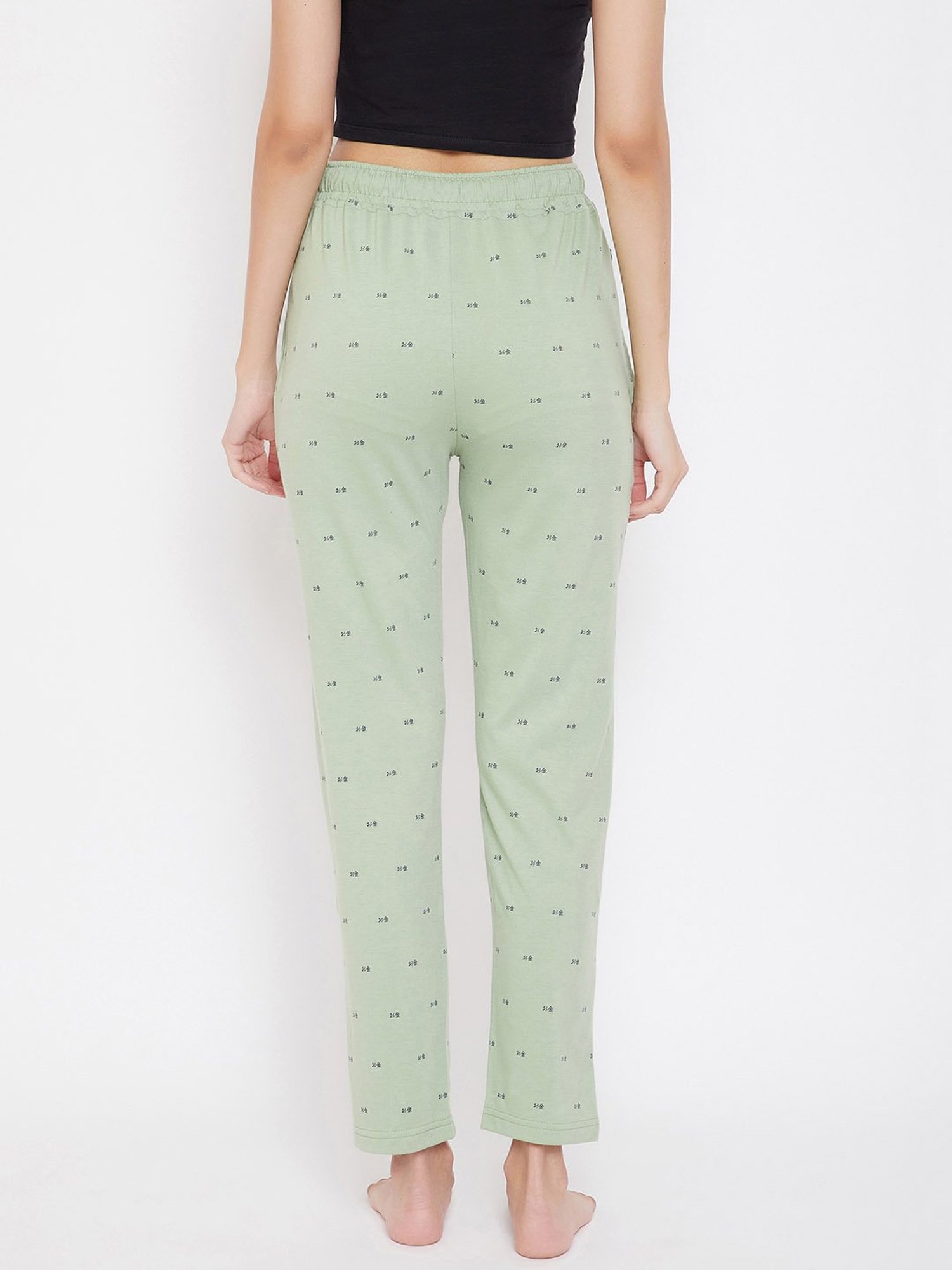 Okane Light Green Printed Pyjamas