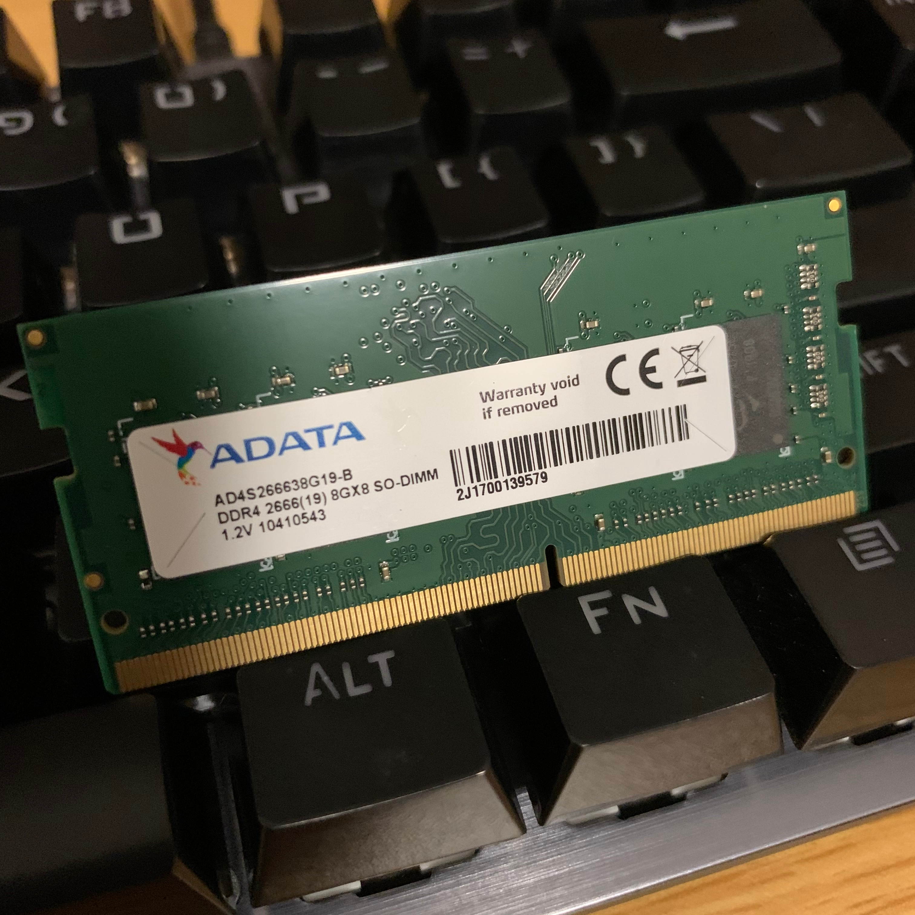 ADATA 8GB SO-DIMM PC4-21300 (DDR4-2666) Memory (AD4S266638G19-B)