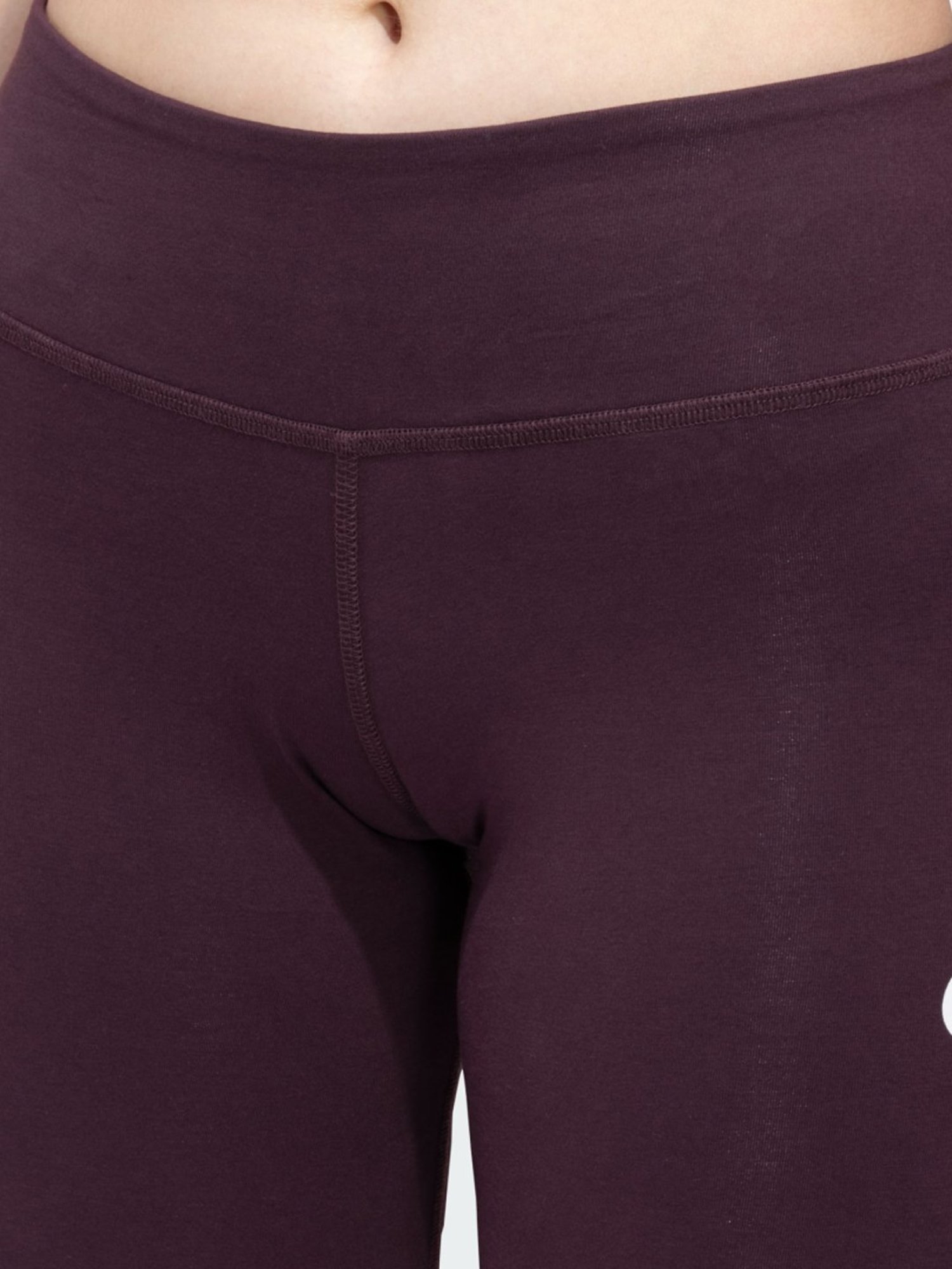 adidas Purple Cotton Logo Print Sports Tights