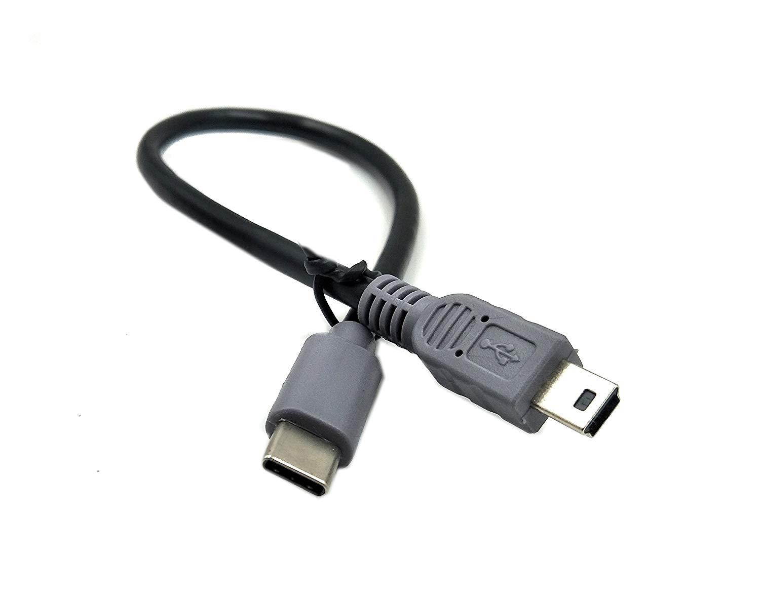 Duttek Type C (USB C) Male to Mini USB 5-Pin Male On-the-go Data Convertor Adapter OTG Cable for Macbook, iMac Pro, Chromebook Pixel(Grey & Black) (10 inch/25 cm)