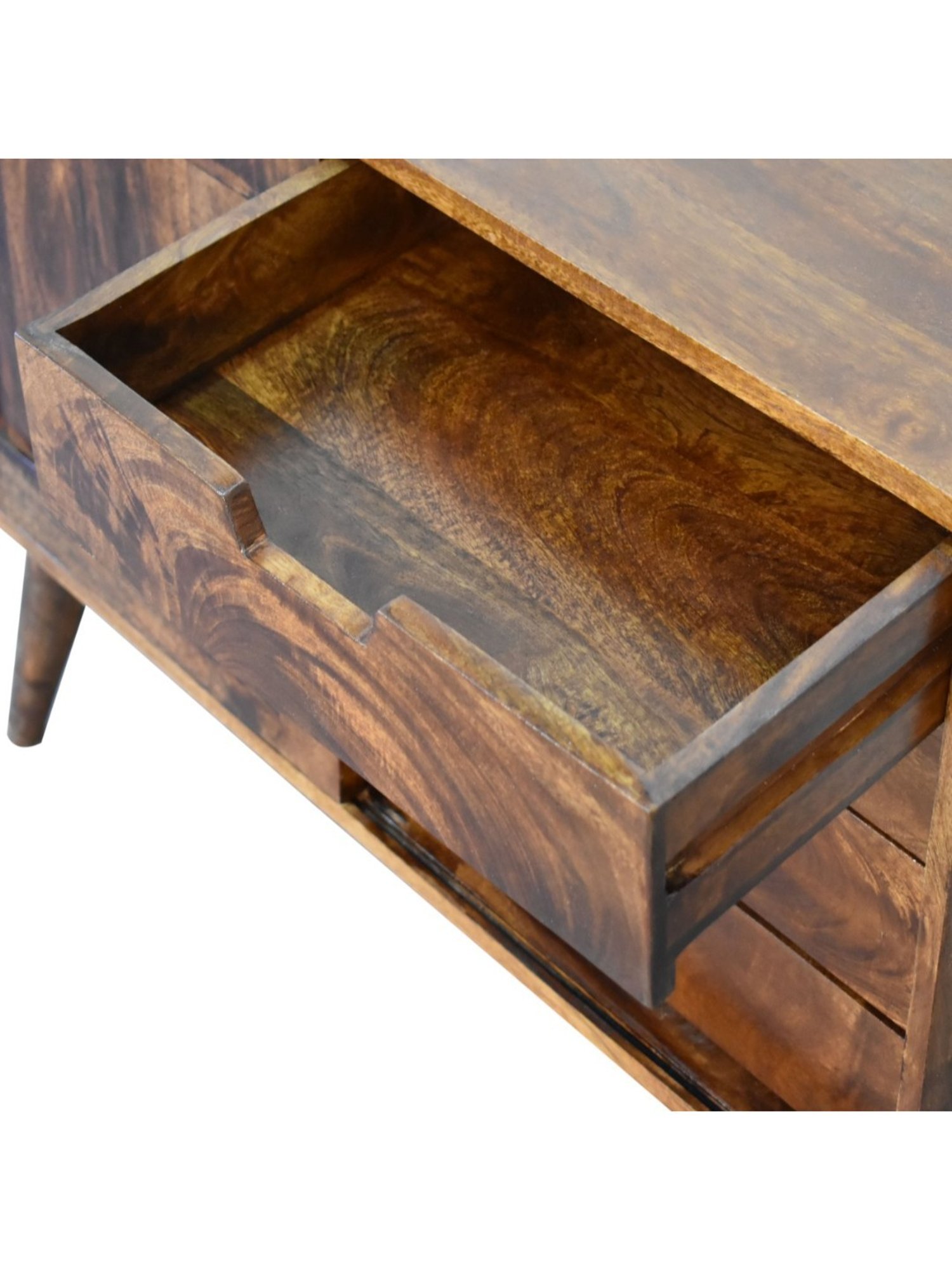 Artisan Furniture Chestnut Sliding Brown Wood Cabinet