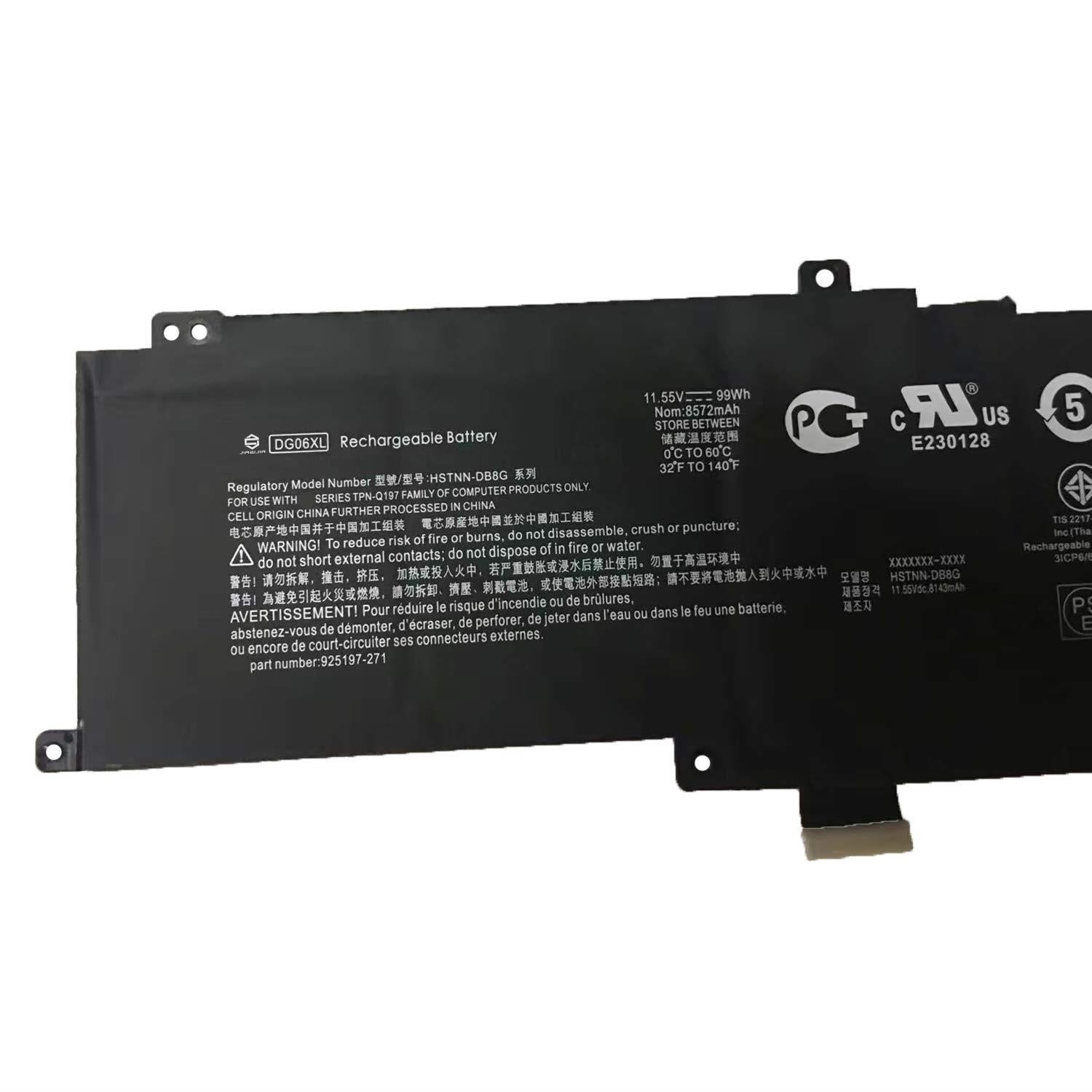 DG06XL Laptop Battery Replacement for Hp TPN-Q197 Omen X 17-AP000NA AP000NB AP000ND AP000NE AP000NF AP000NG AP000NJ Series Notebook HSTNN-DB8G 925197-271 925149-855 11.55V 99Wh 8572mAh