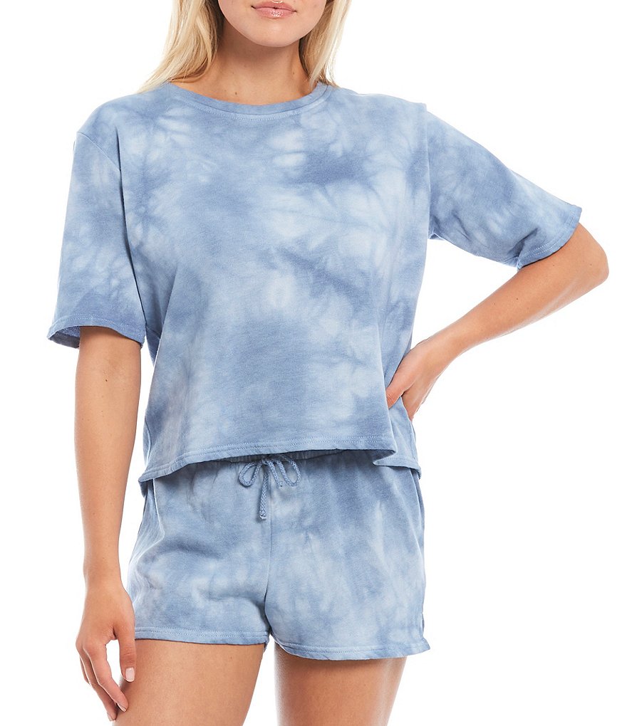BB Dakota by Steve Madden Tie Dye Coordinating Crew Neck Short Sleeve Knit Lounge Top