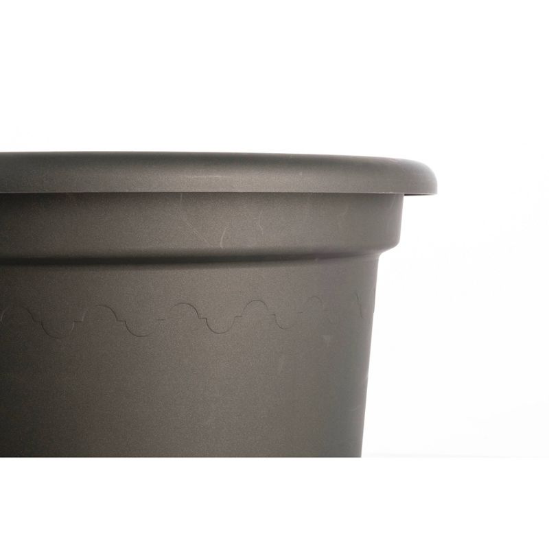 The HC Companies Cascade 13 Inch Round 23 Inch Tall Self Watering Indoor/Outdoor Flower Planter Pot with Soil Saver Liner and Drain Plug, Glossy White