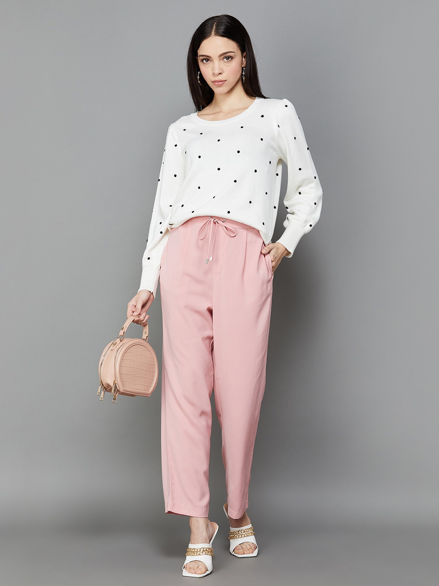 Code by Lifestyle Off-White Cotton Embroidered Sweater