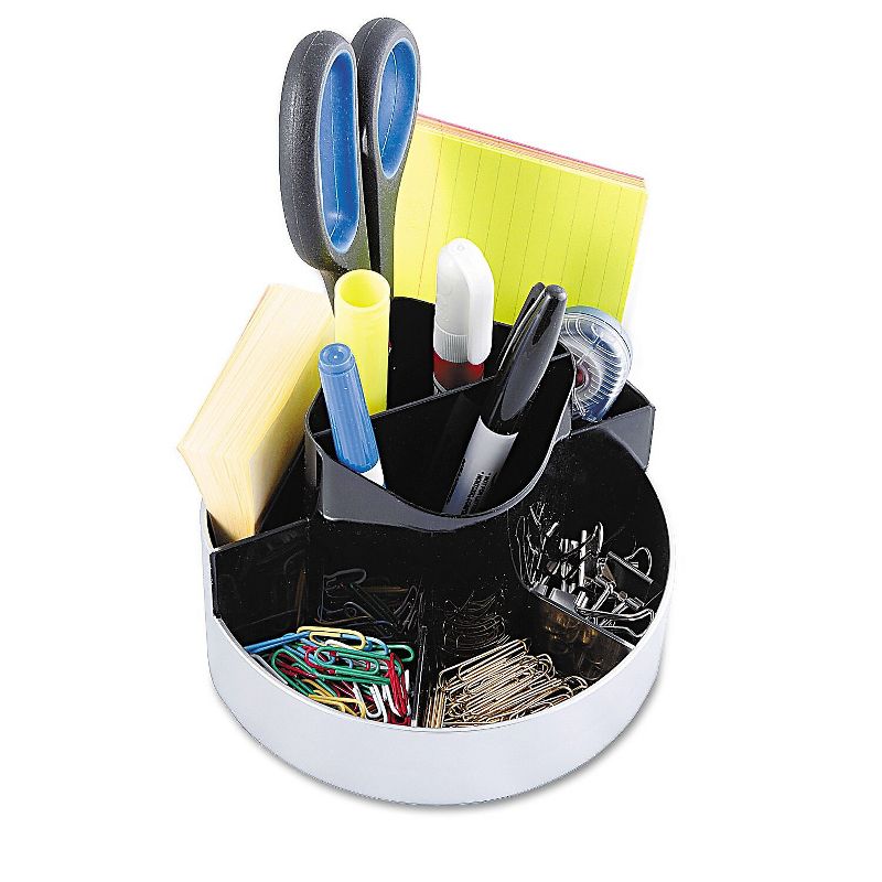 Kantek Rotating Desk Organizer Plastic 6 x 5 3/4 x 4 1/2 Black/Silver ORG620