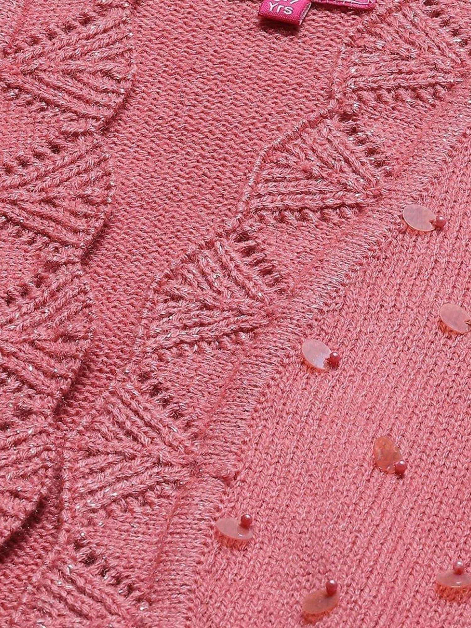 Biba Kids Pink Embellished Full Sleeves Shrug