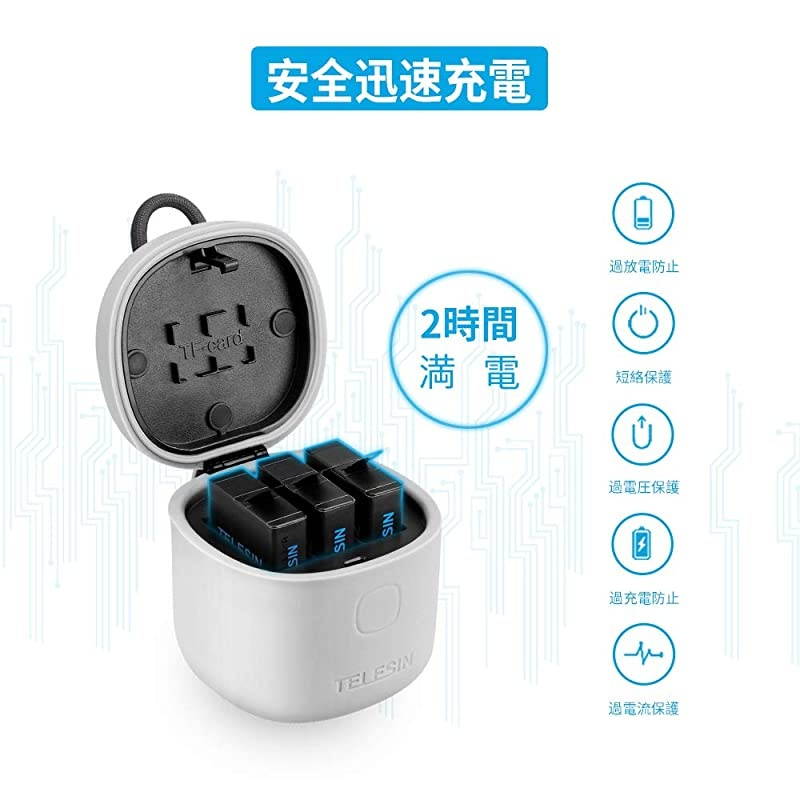 Box Charger SD Card Reader Kit Triple Chargerfor GoPro Hero 8765 Black 2018