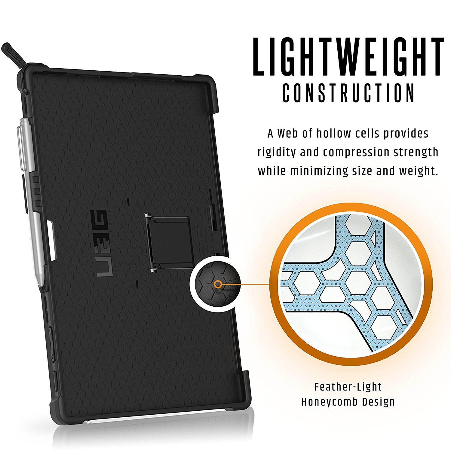 UAG Designed for Microsoft Surface Pro 7 Plus, Surface Pro 7, Pro 6, Pro 5th Gen (2017) (LTE), Pro 4 Feather-Light Rugged [Black] Aluminum Stand Military Drop Tested Case