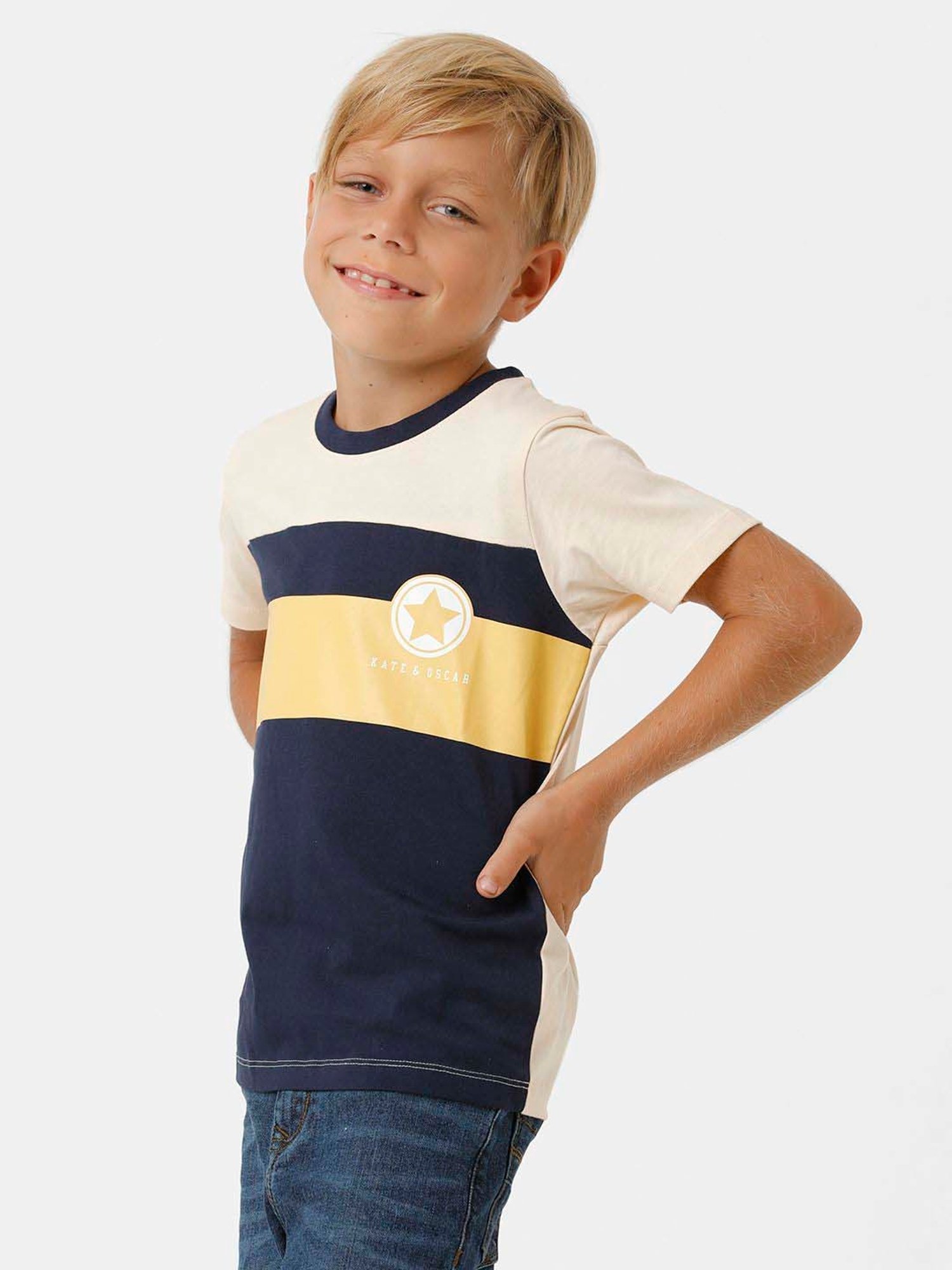 Kate & Oscar Kids Multicolor Cotton Color Block T-Shirt