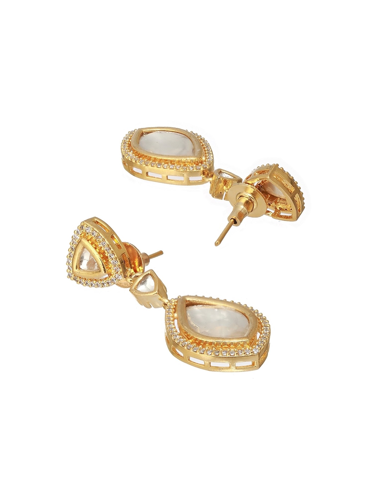 Saraf RS Jewellery Gold Original Kundan Studded Dangler Earring