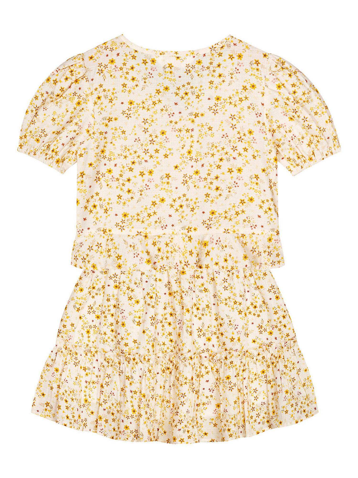 Budding Bees Kids Cream & Yellow Floral Print Top with Skirt