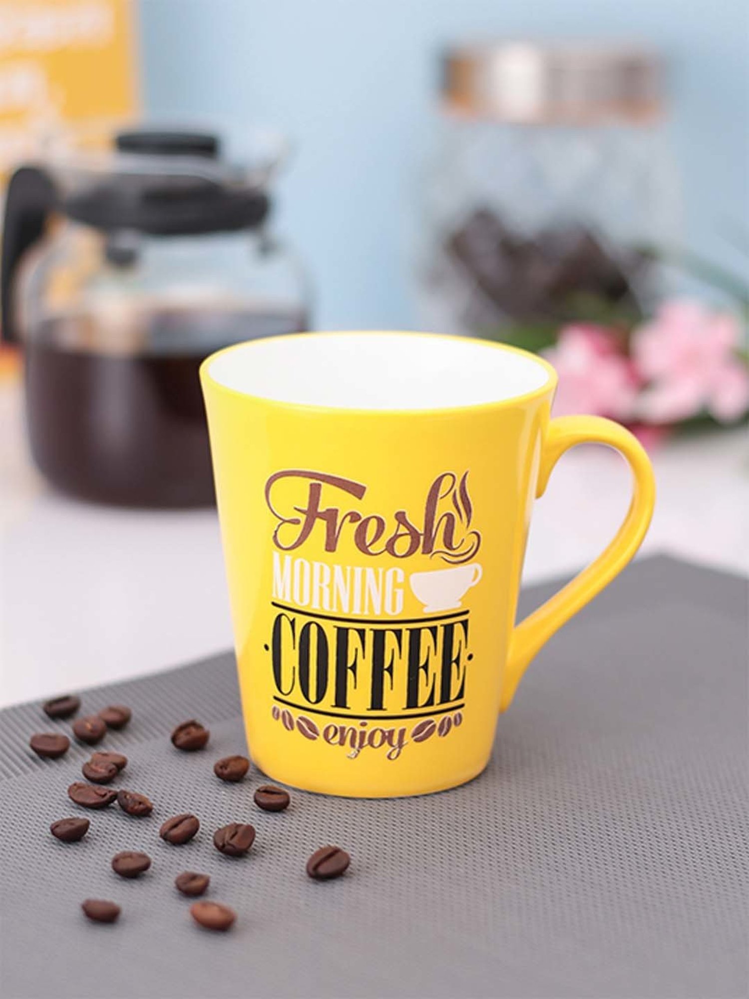 Clay Craft Multicolor Fine Ceramic Abstract Milk Mug - 350 ml - 1 Pc