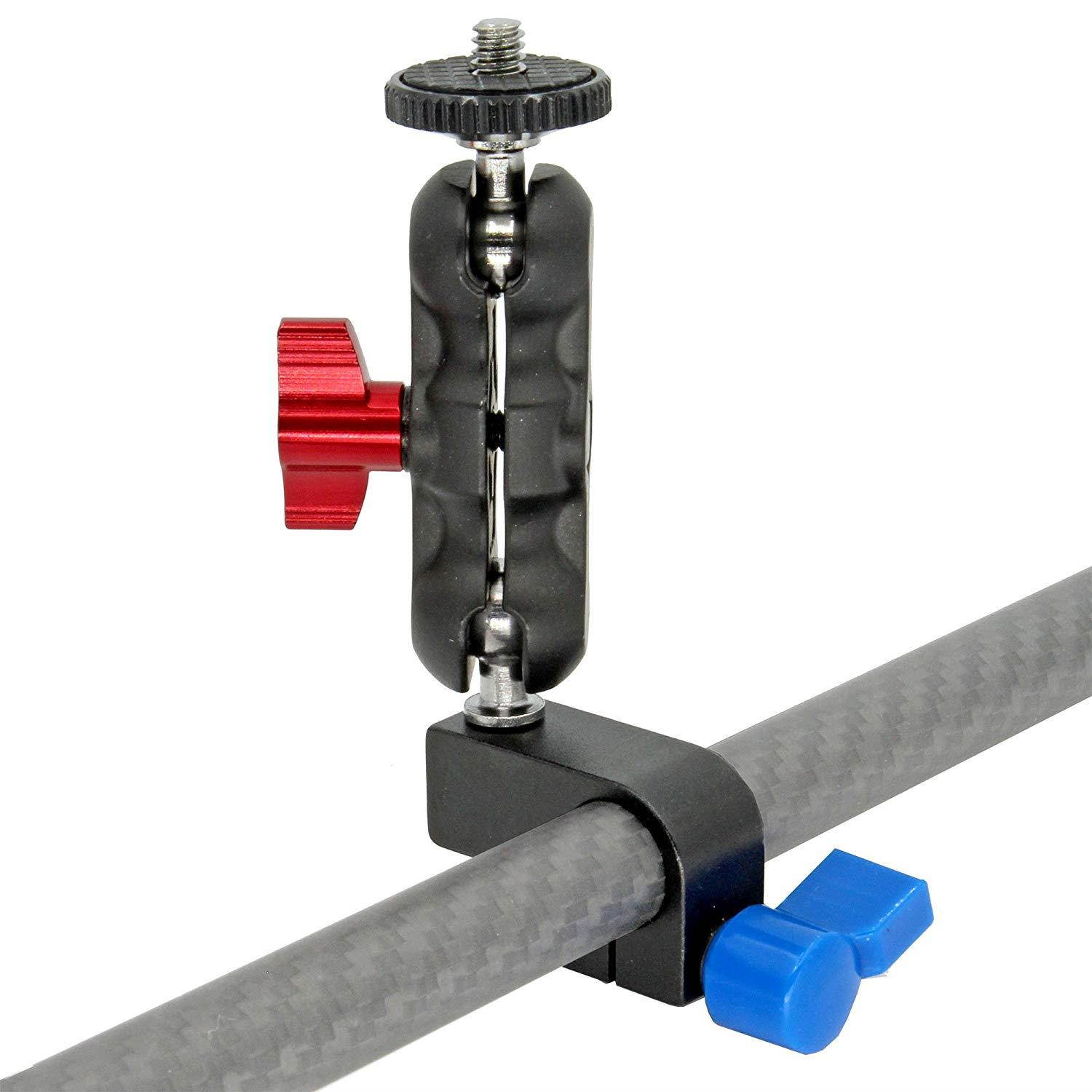 Mini 360 degree swivel 1/4" Mount for 15mm rod with 4 lb load capacity