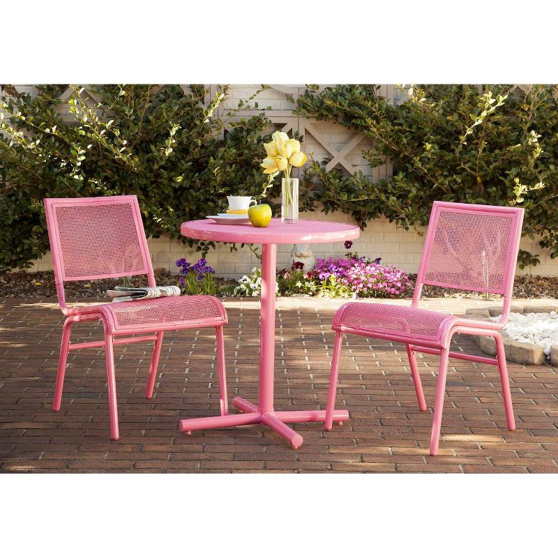 3pc Bixby Bistro Set Pink - Apollo Outdoor
