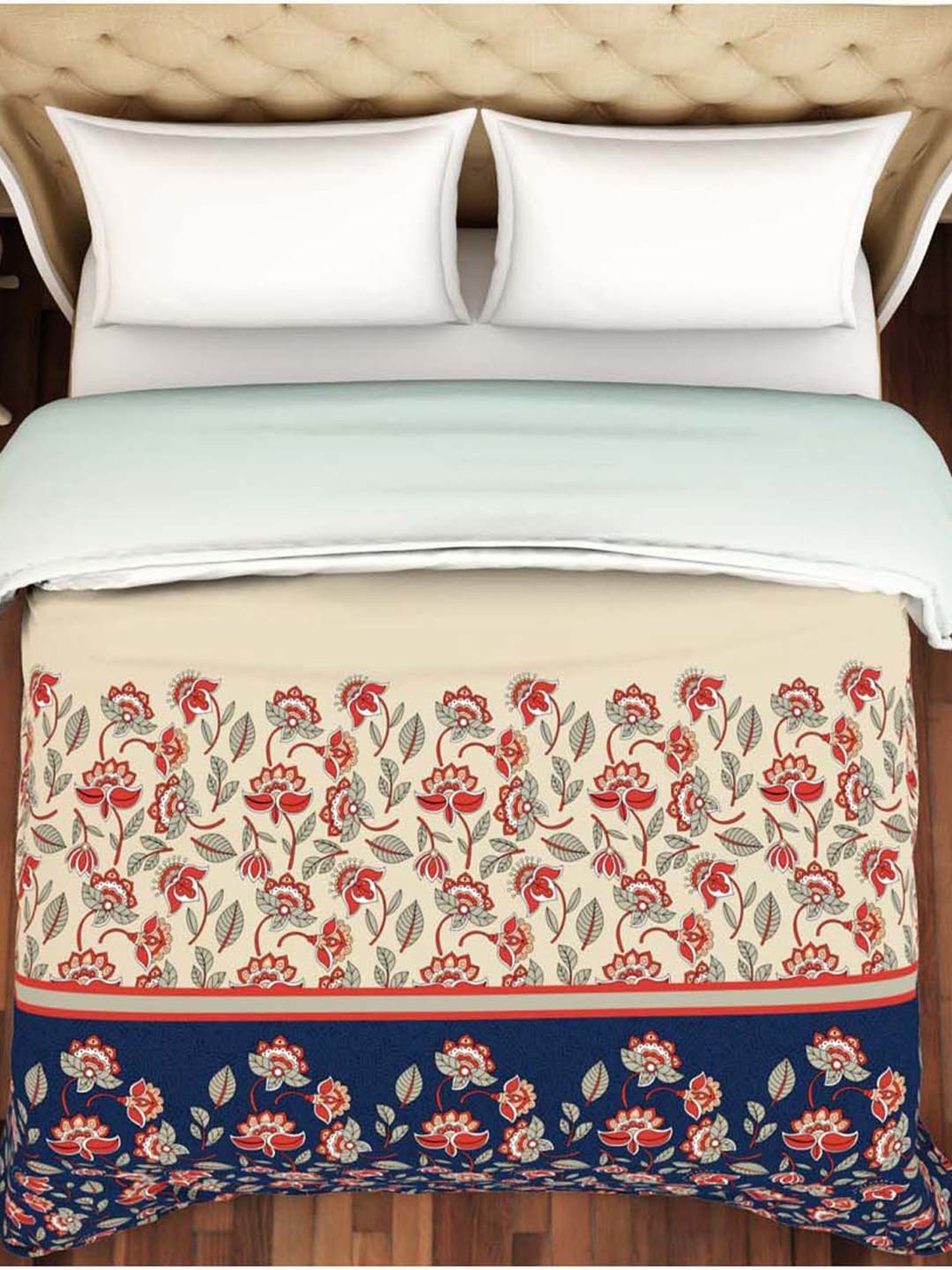 Spaces Blue Cotton 210 TC Atrium Plus Double Bed Quilt Rajais