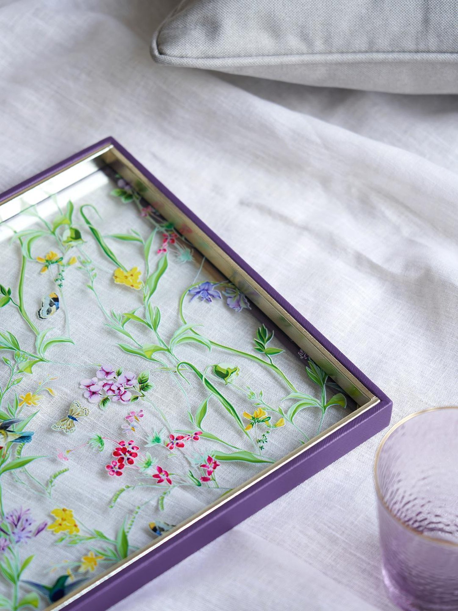 Pure Home and Living Purple Glass Printed Platters