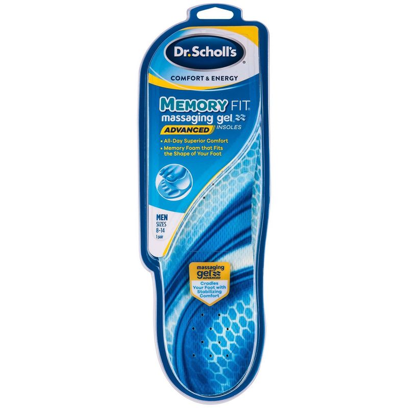 Dr. Scholl's Comfort & Energy Memory Fit Massaging Gel Advanced Insoles for Men - Size (8-14)