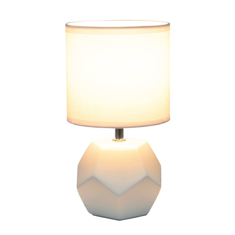 Round Prism Mini Table Lamp with Matching Fabric Shade White - Simple Designs