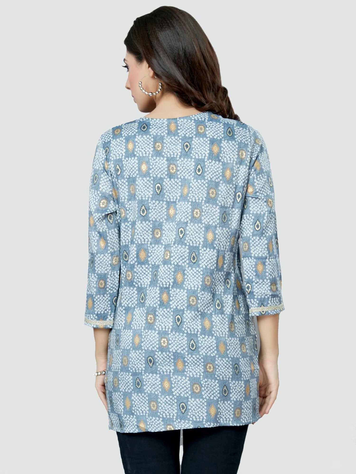 Saree Swarg Blue Printed Tunic